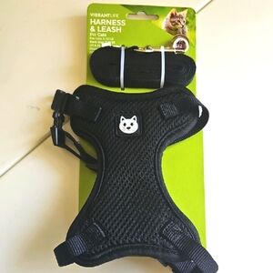 Vibrant Black Cat Harness Breathable Mesh Adjustable